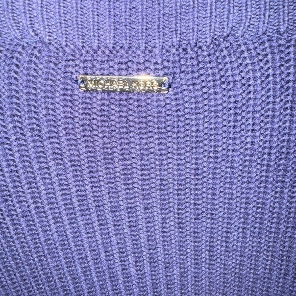 Michael By Michael Kors Purple Tunic Sweater with Side Ties Gold Embellishments - Picture 3 of 6